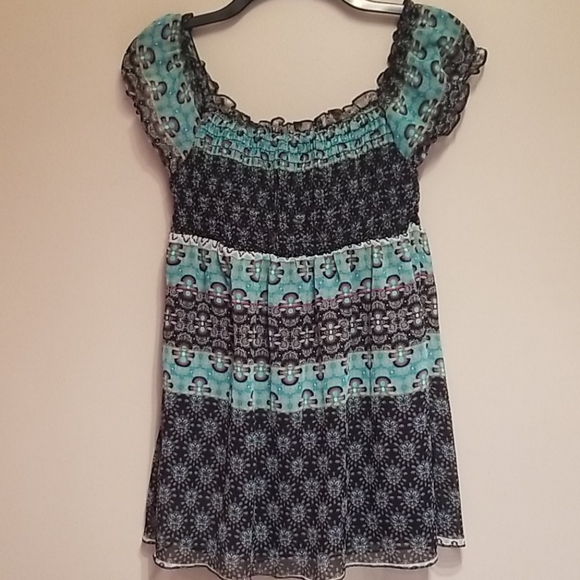 Boho summer print off shoulder top - Picture 2 of 6